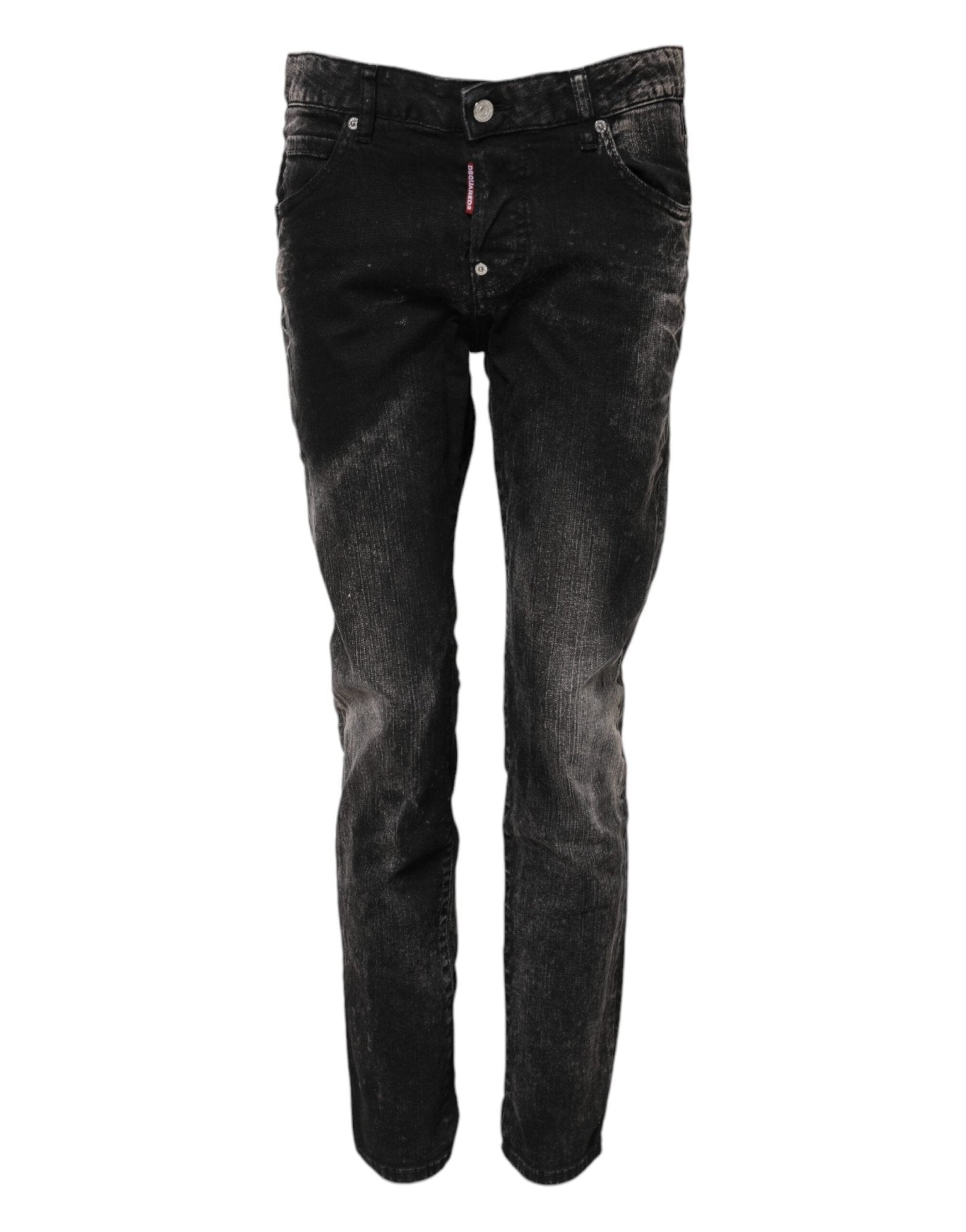 Dsquared² Black Washed Mid Waist Tapered Denim Jeans - GET THE BRAND