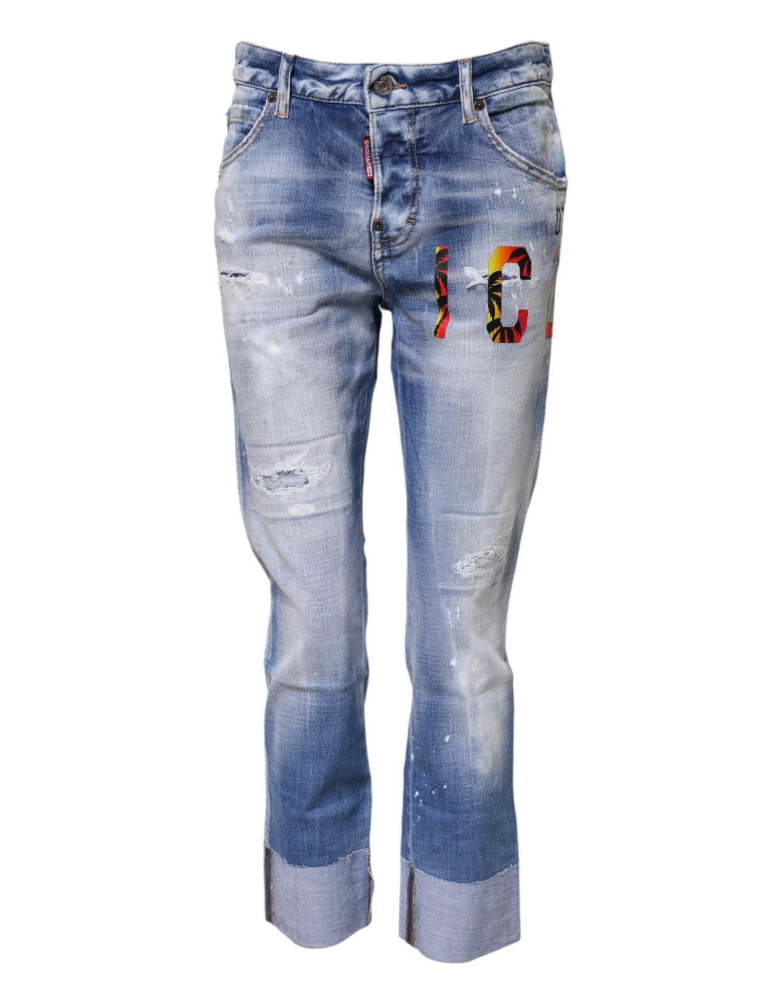 Dsquared² Blue Washed Cotton Mid Waist Skinny Denim Jeans - GET THE BRAND
