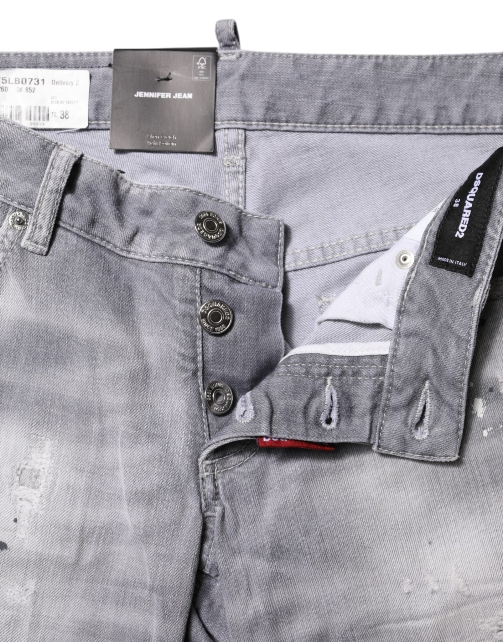 Dsquared² Gray Washed Mid Waist Tapered Denim Jeans - GET THE BRAND