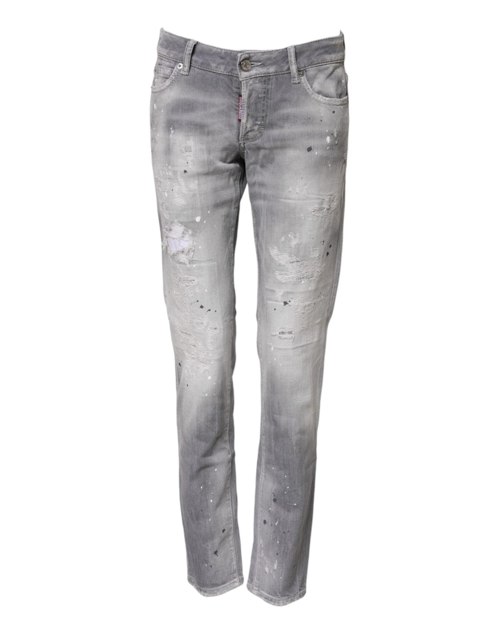 Dsquared² Gray Washed Mid Waist Tapered Denim Jeans - GET THE BRAND