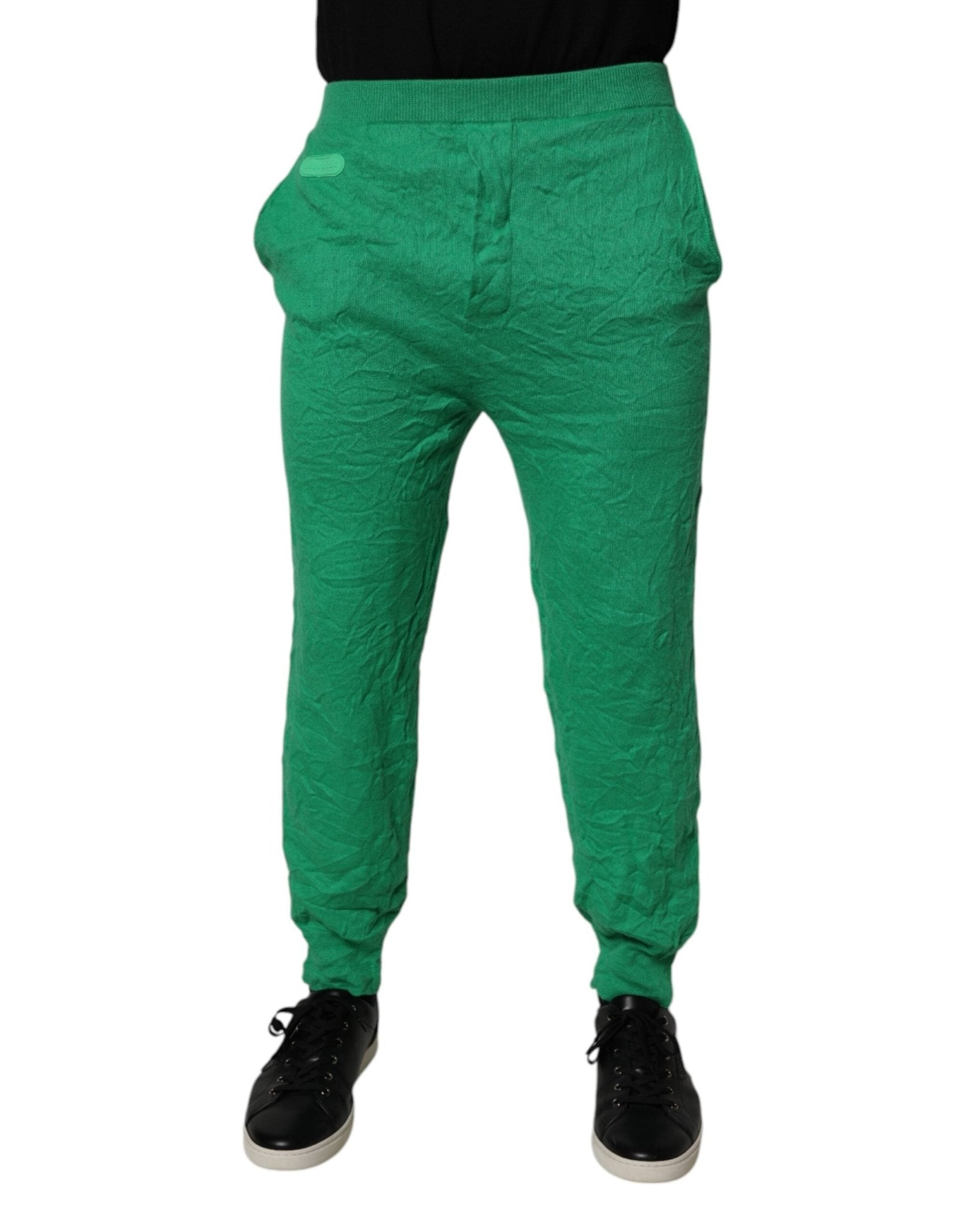 Dsquared² Green Cotton Elastic Waist Men Casual Pants - GET THE BRAND