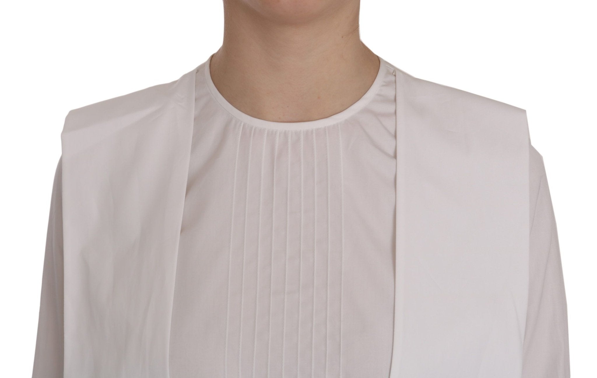 Dsquared² White Crew Neck Long Sleeve Cotton Blouse - GET THE BRAND