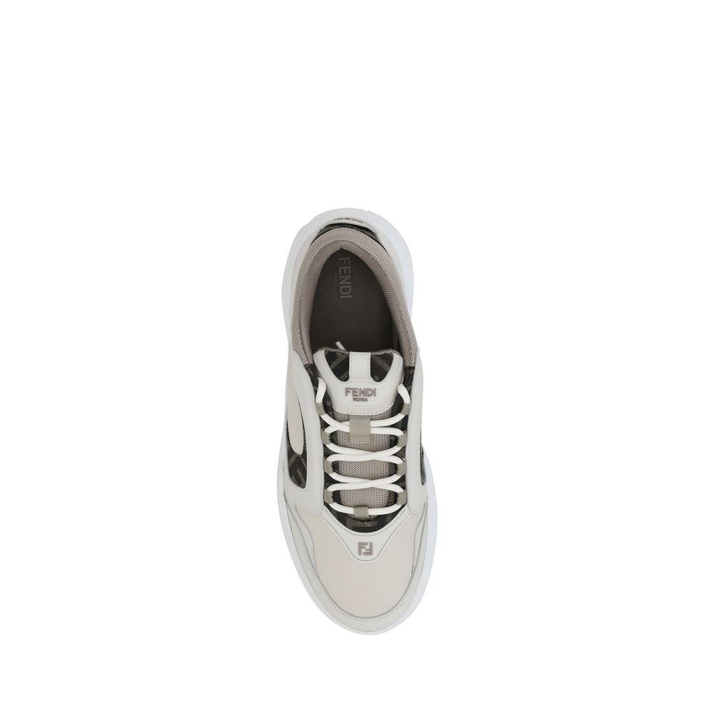 Fendi White Calf Leather Bos Taurus Low Top Sneakers - GET THE BRAND