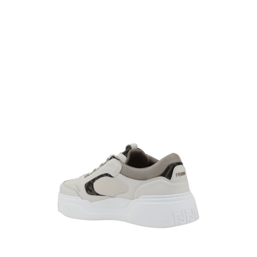 Fendi White Calf Leather Bos Taurus Low Top Sneakers - GET THE BRAND
