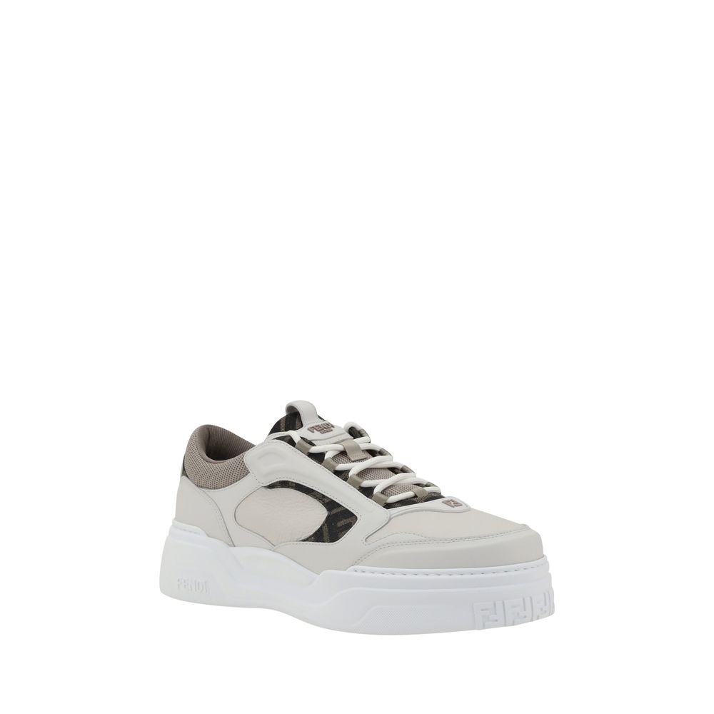 Fendi White Calf Leather Bos Taurus Low Top Sneakers - GET THE BRAND