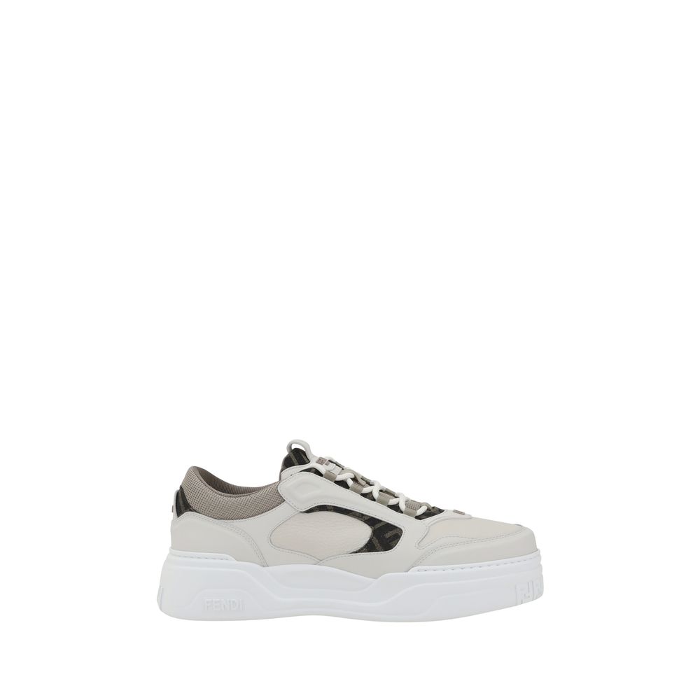 Fendi White Calf Leather Bos Taurus Low Top Sneakers - GET THE BRAND