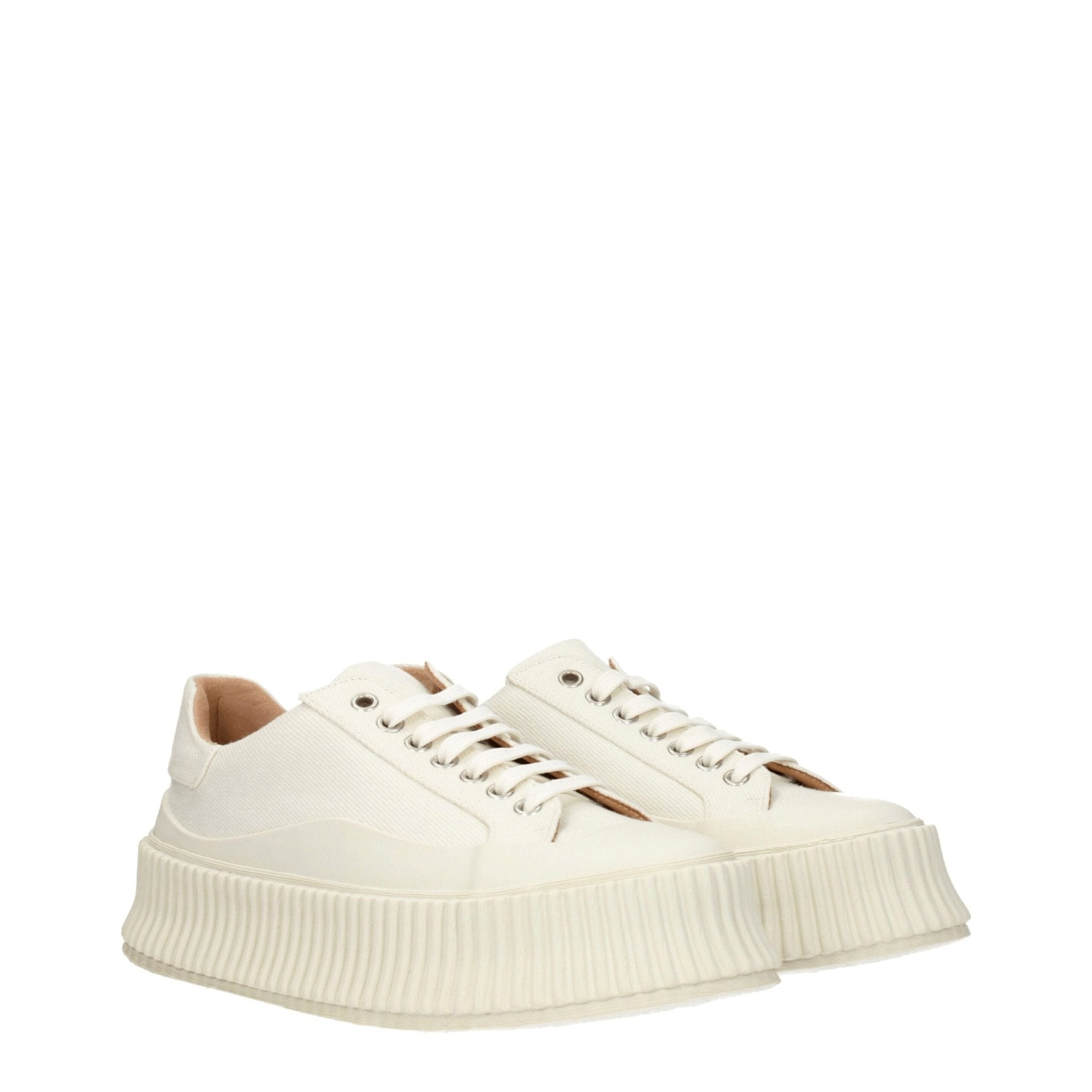 Jil Sander White Fabric Platform Sneakers - GET THE BRAND
