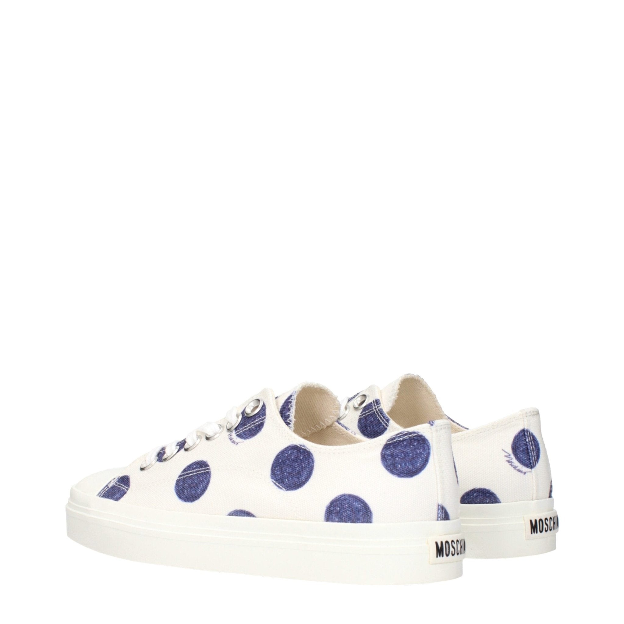 Moschino White Fabric Low Top Sneakers - GET THE BRAND
