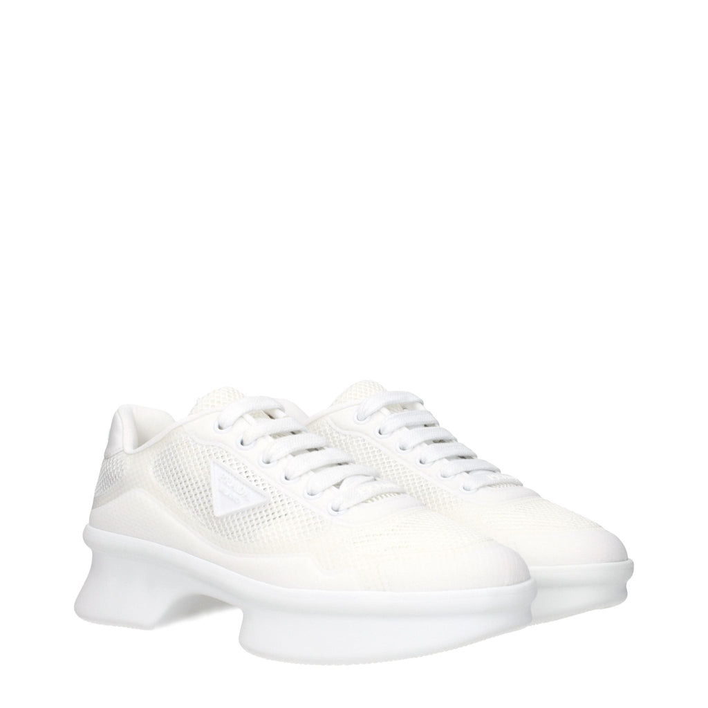 Prada White Fabric Low Top Sneakers - GET THE BRAND