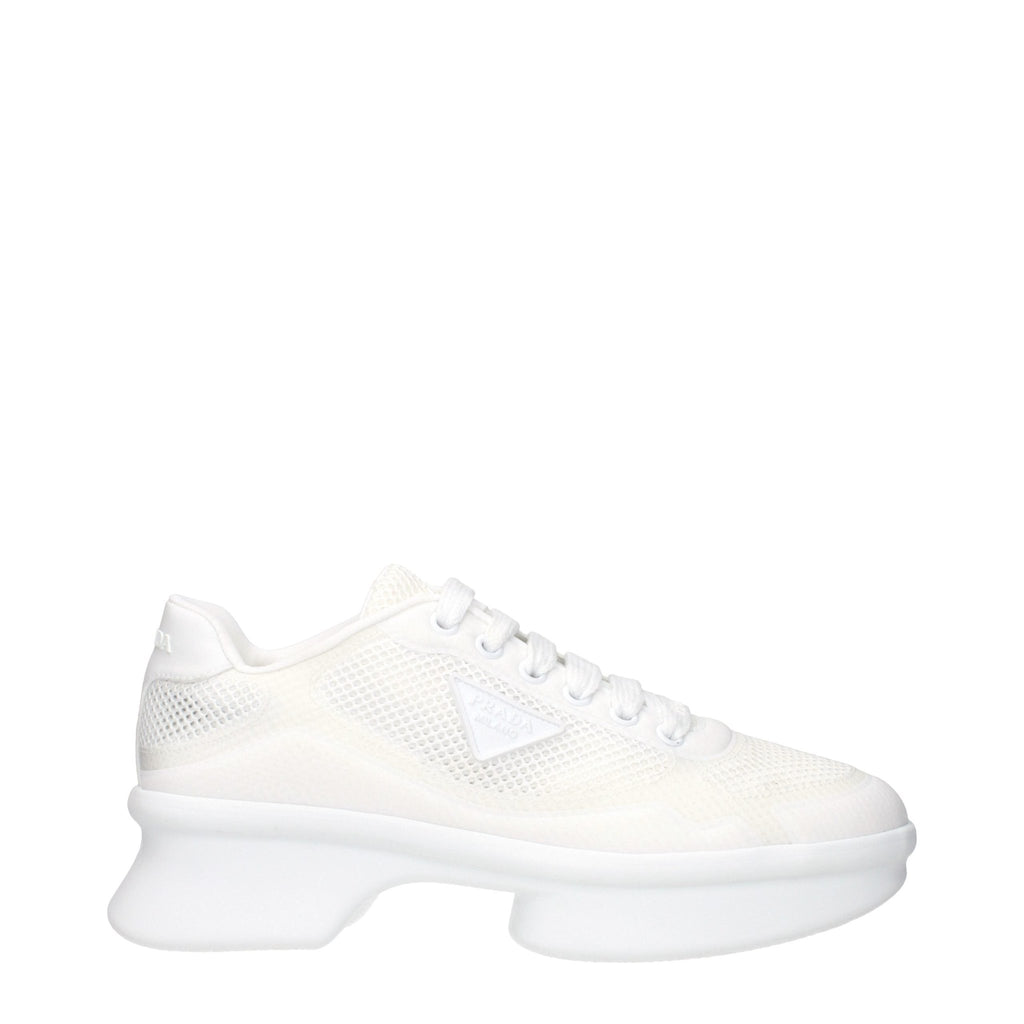 Prada White Fabric Low Top Sneakers - GET THE BRAND