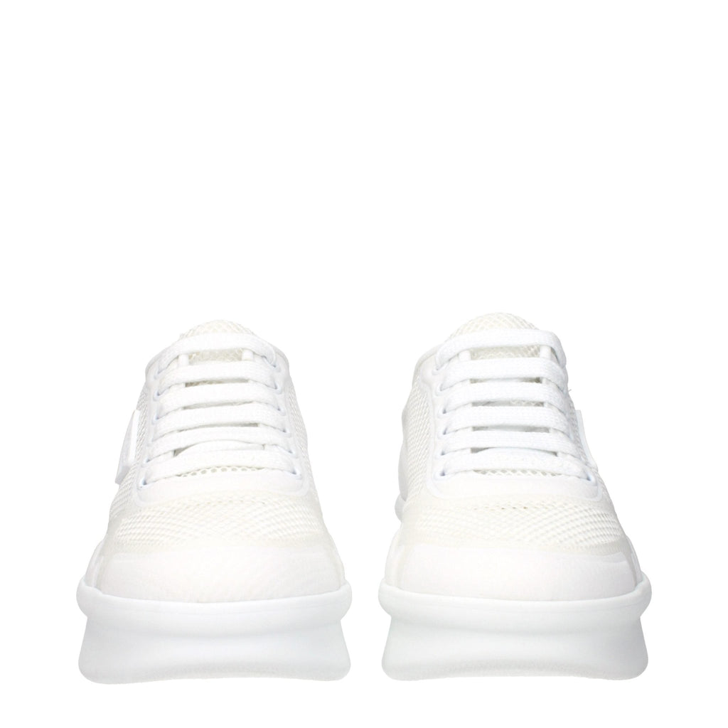 Prada White Fabric Low Top Sneakers - GET THE BRAND