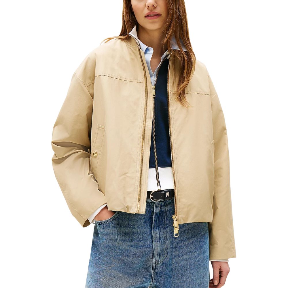 Tommy Hilfiger Beige Cotton Bomber - GET THE BRAND