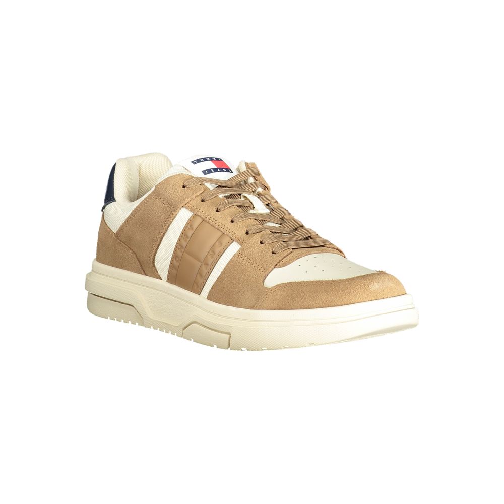 Tommy Hilfiger Beige Leather Men Sneaker - GET THE BRAND