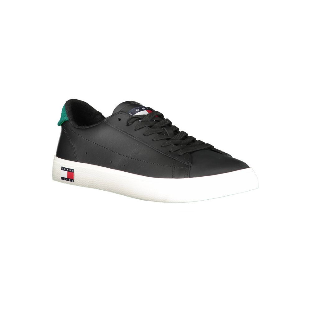 Tommy Hilfiger Black Leather Men Sneaker - GET THE BRAND