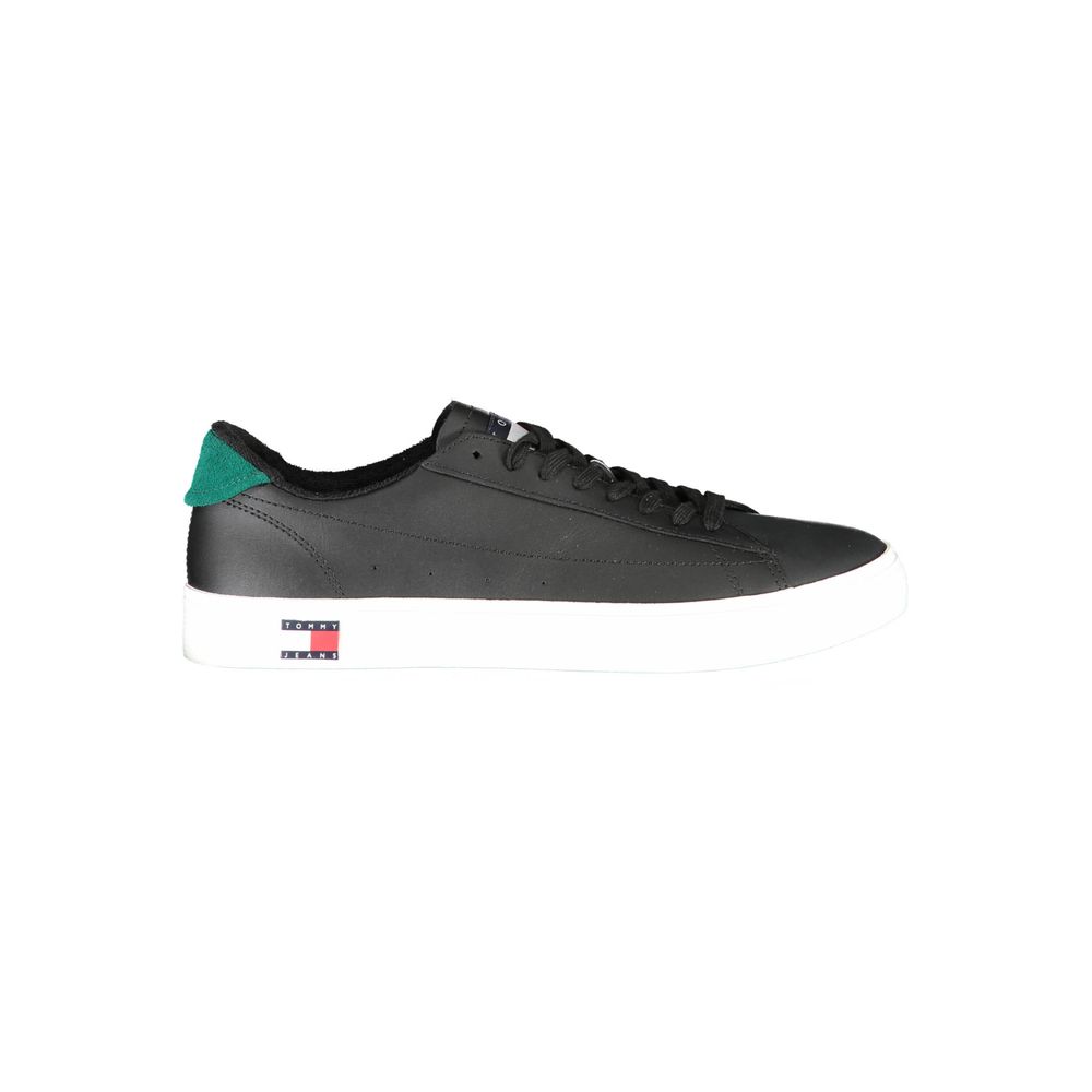 Tommy Hilfiger Black Leather Men Sneaker - GET THE BRAND