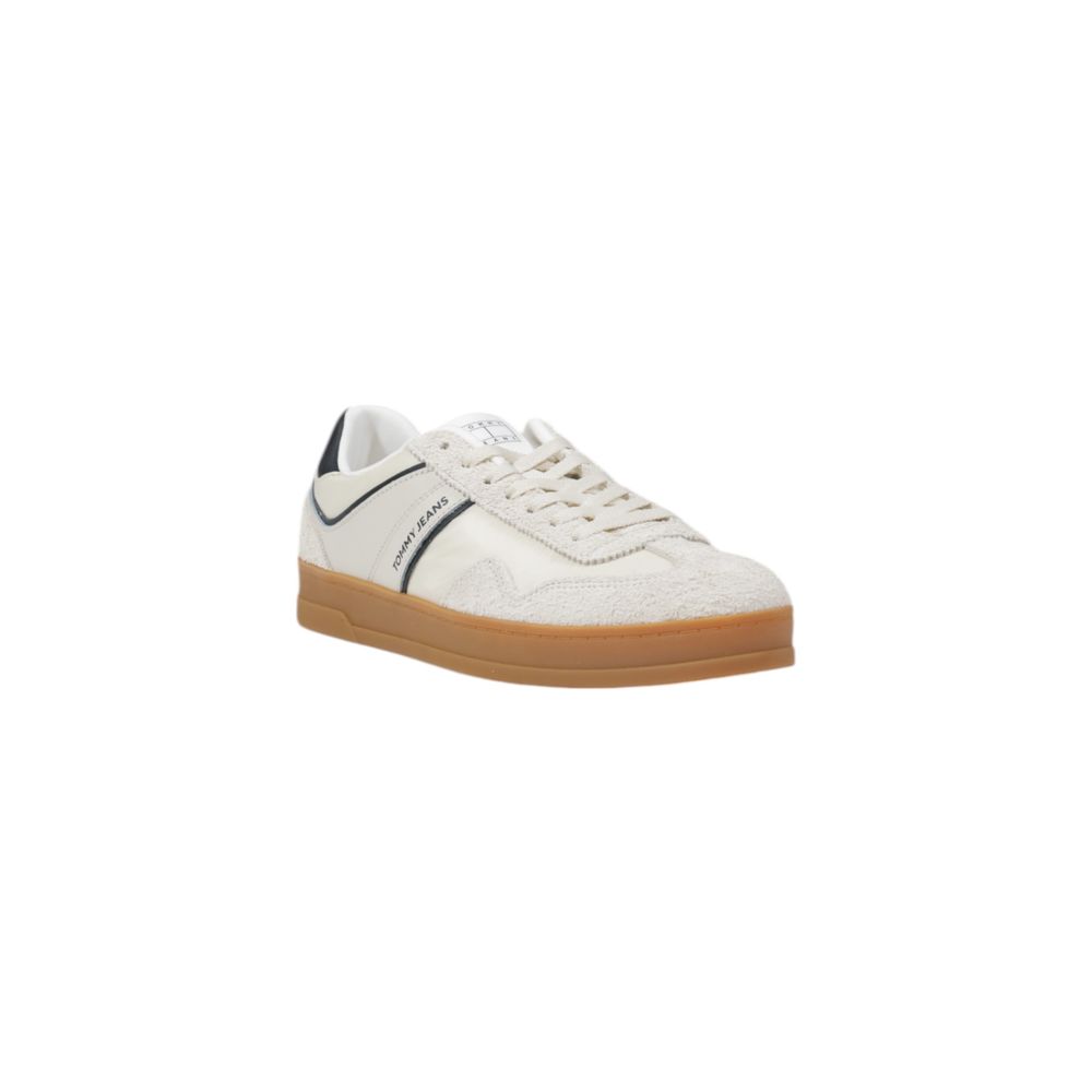 Tommy Hilfiger Jeans Cream Leather Low Top Sneakers - GET THE BRAND