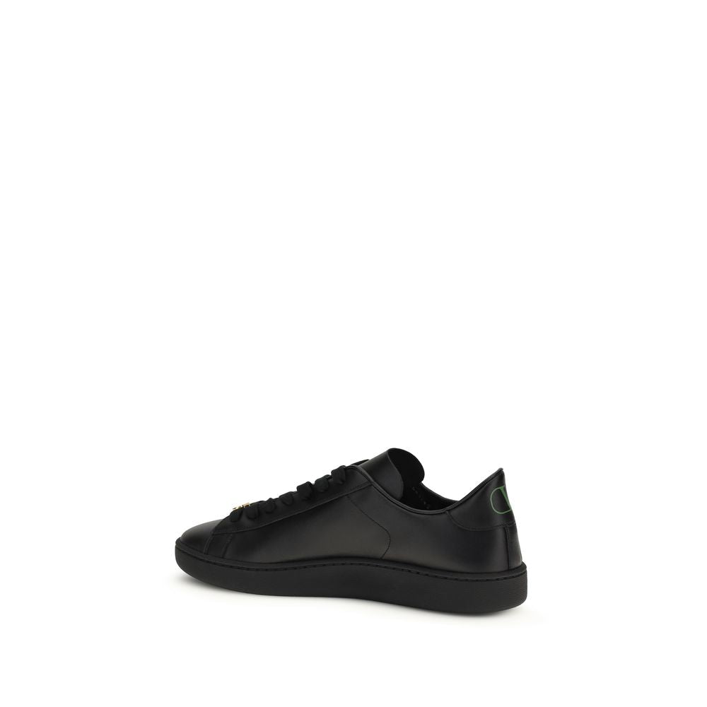 Valentino Garavani Black Calf Leather Bos Taurus Sneakers - GET THE BRAND