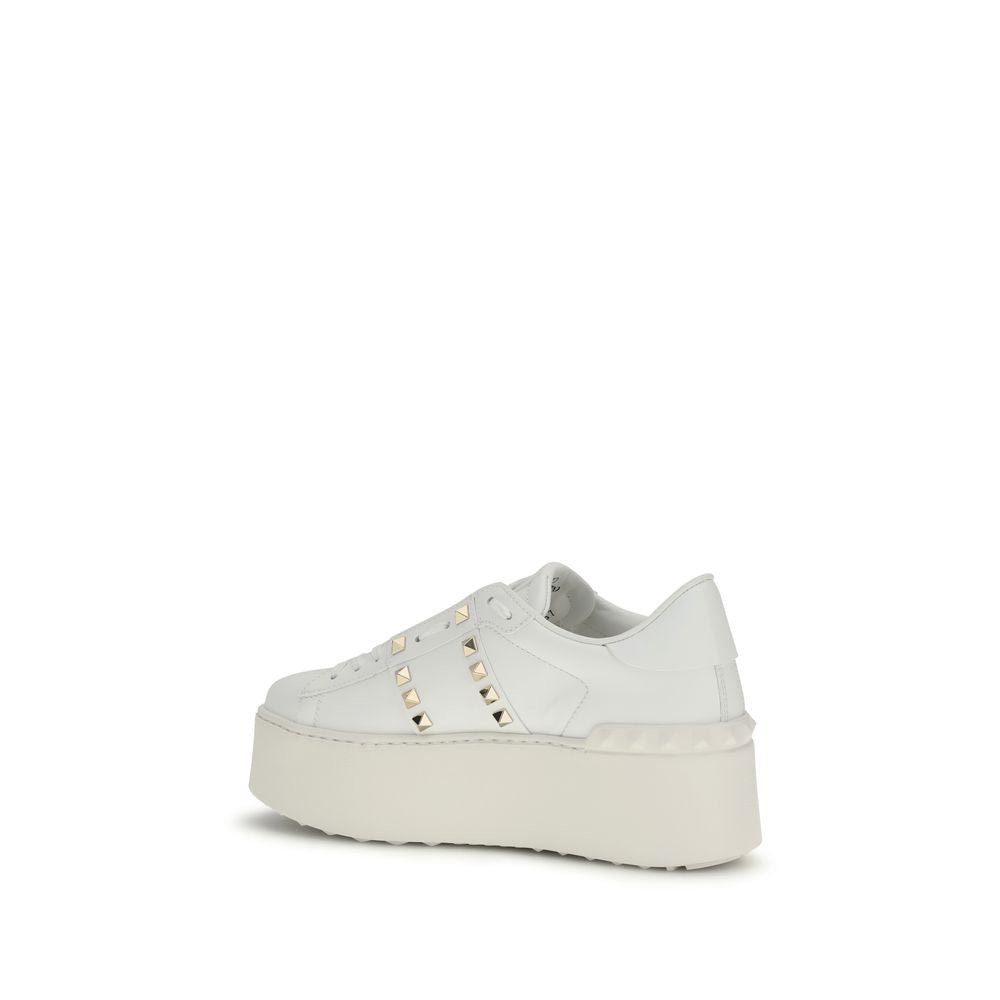 Valentino Garavani White Calf Leather Bos Taurus Platform Sneakers - GET THE BRAND