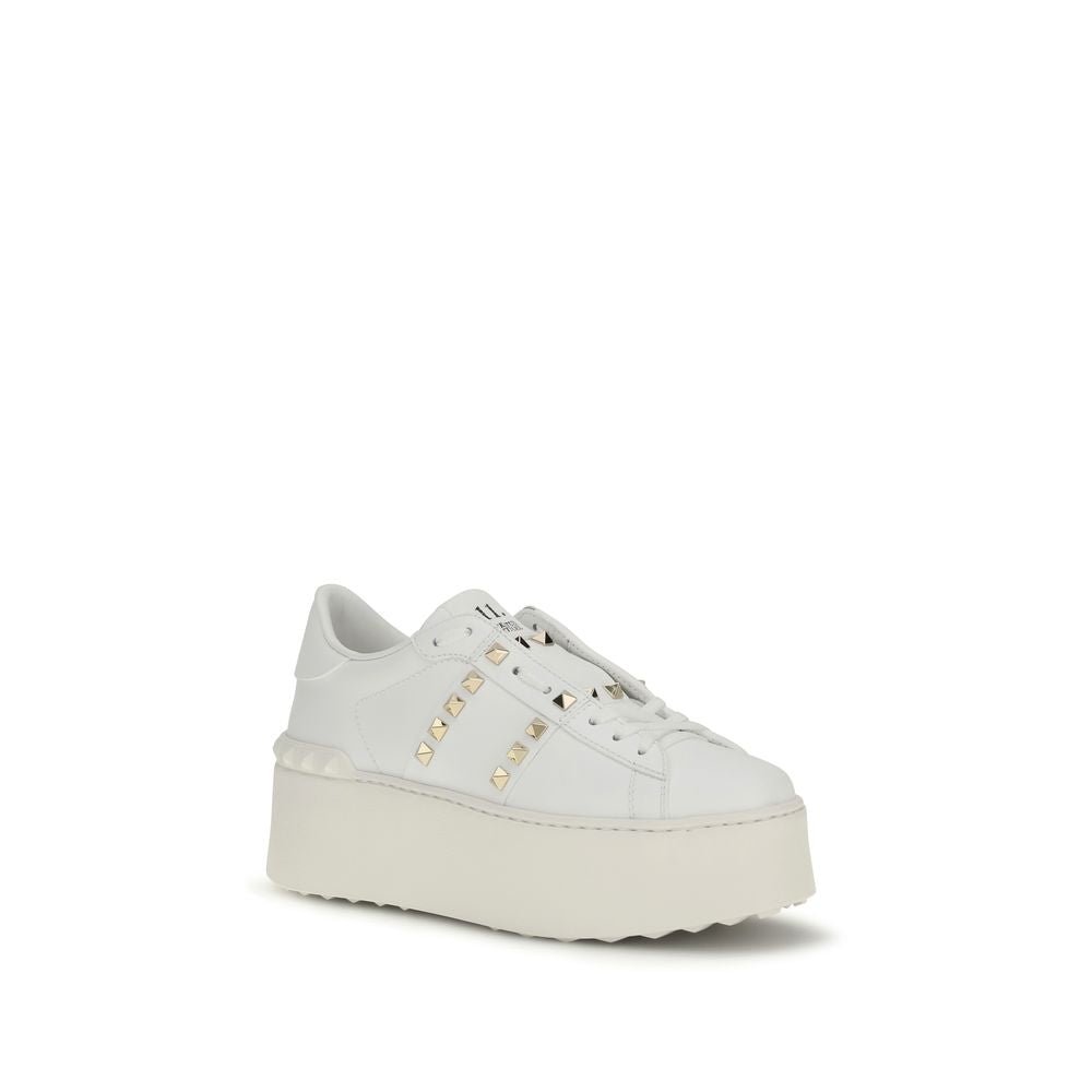Valentino Garavani White Calf Leather Bos Taurus Platform Sneakers - GET THE BRAND