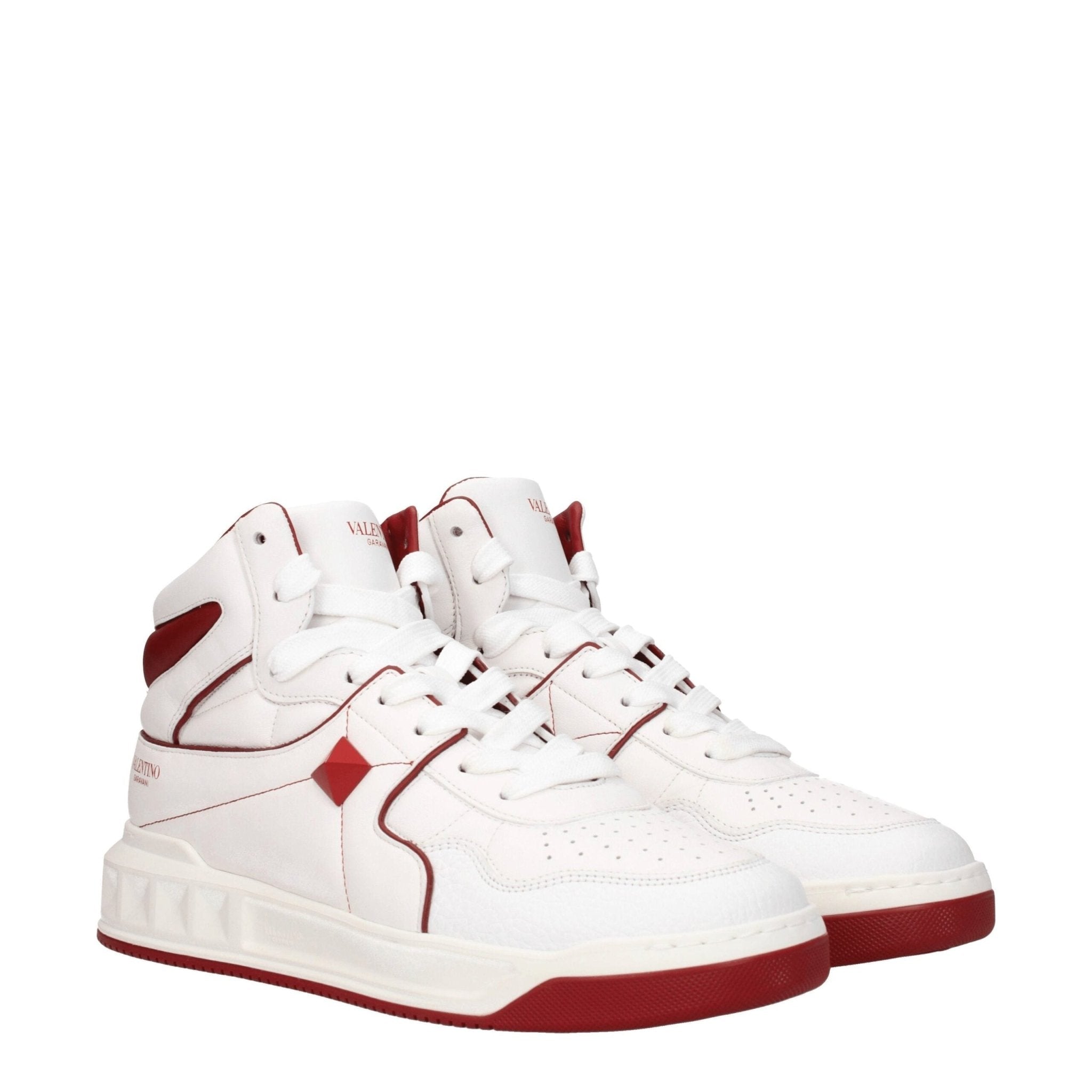 Valentino Garavani White Leather High Top Sneakers - GET THE BRAND