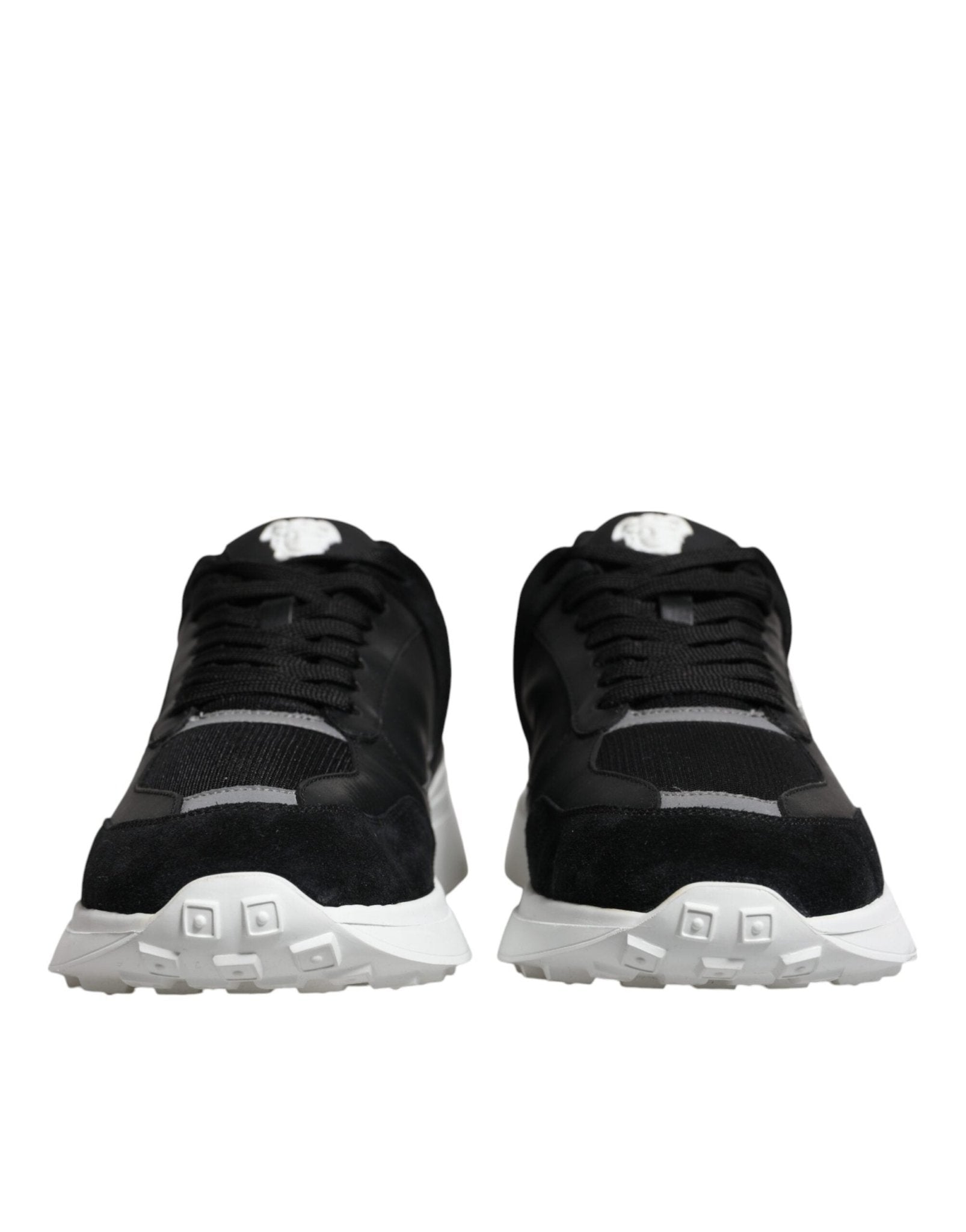 Versace Black Canvas Quad Fabric Medusa Low Top Sneaker Shoes - GET THE BRAND