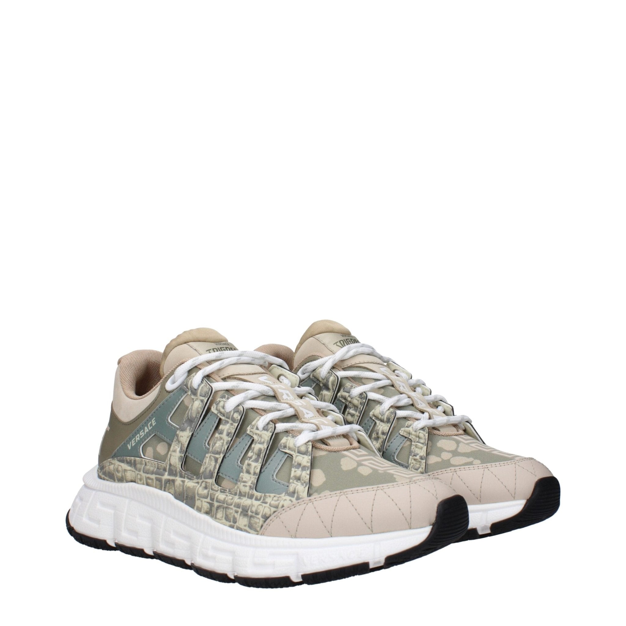 Versace Green Fabric Low Top Sneakers - GET THE BRAND