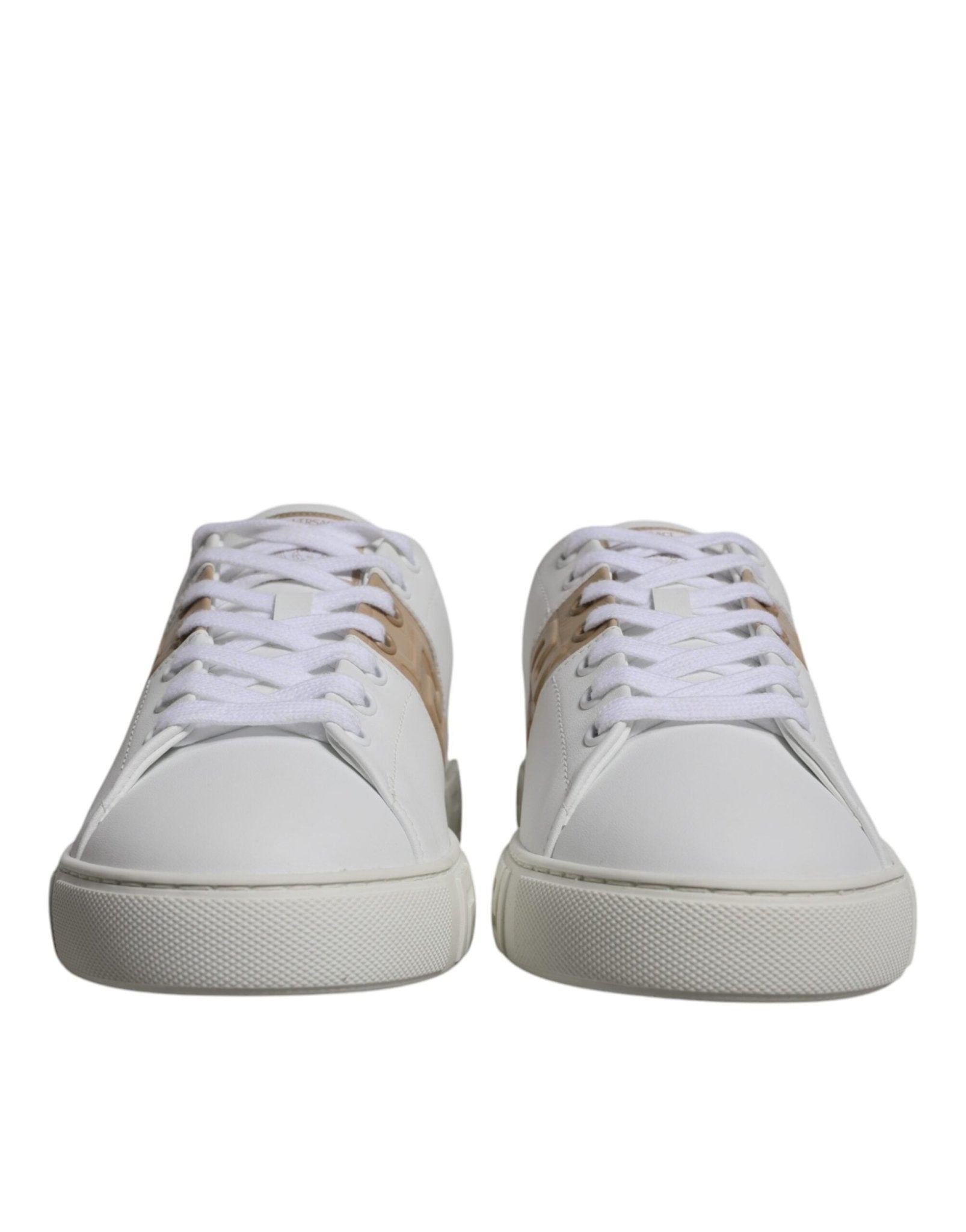Versace White Brown Greca Print TPU Low Top Men Sneakers Shoes - GET THE BRAND