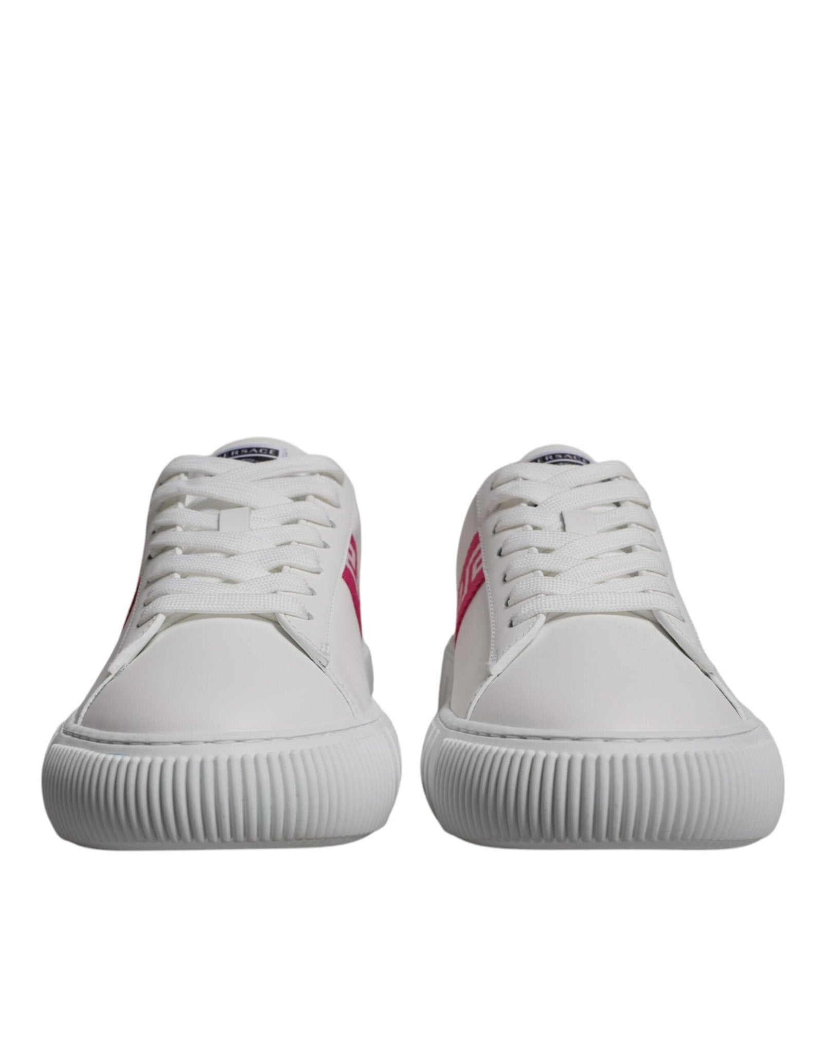 Versace White Pink Greca Print Platform Low Top Sneakers Shoes - GET THE BRAND