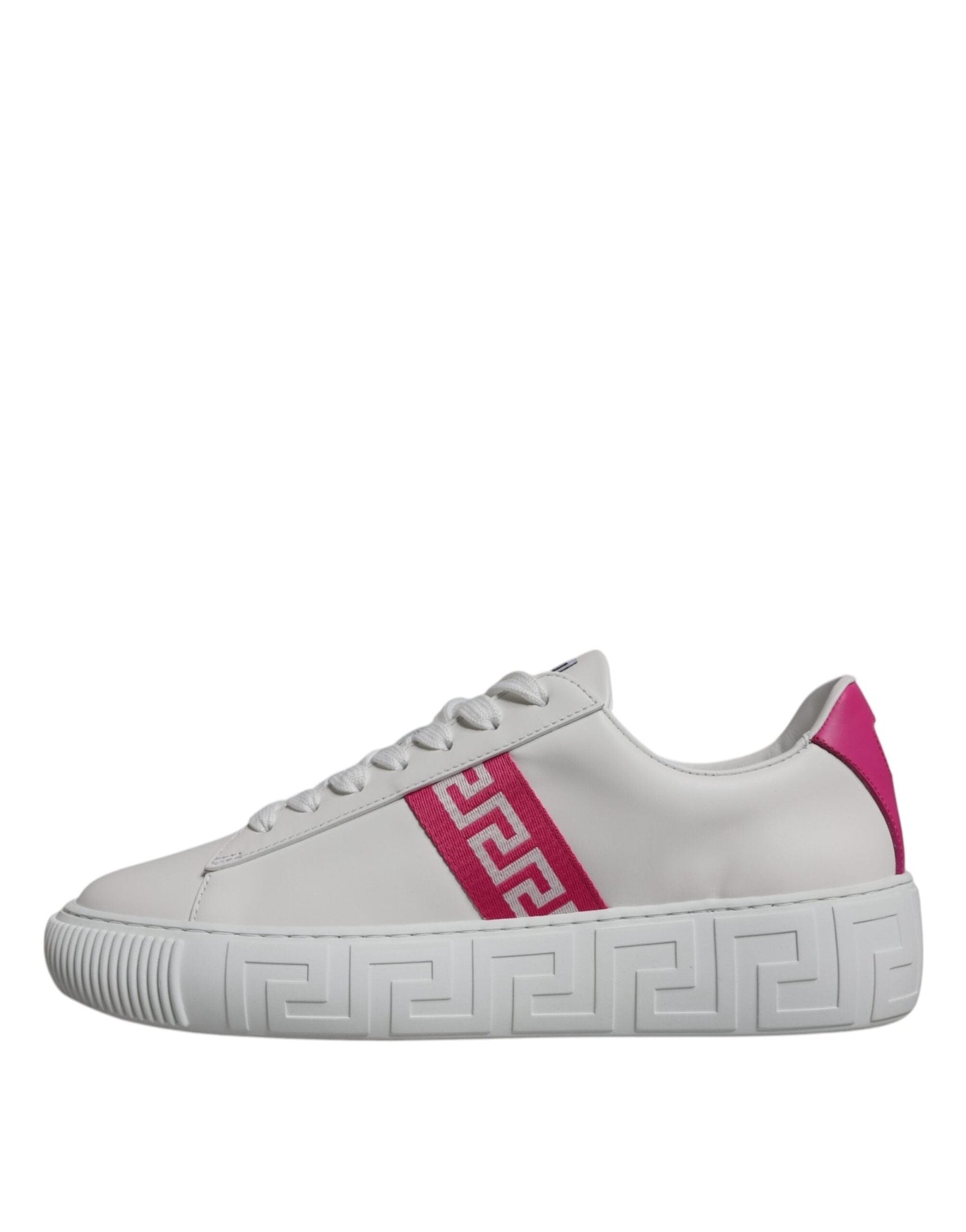 Versace White Pink Greca Print Platform Low Top Sneakers Shoes - GET THE BRAND