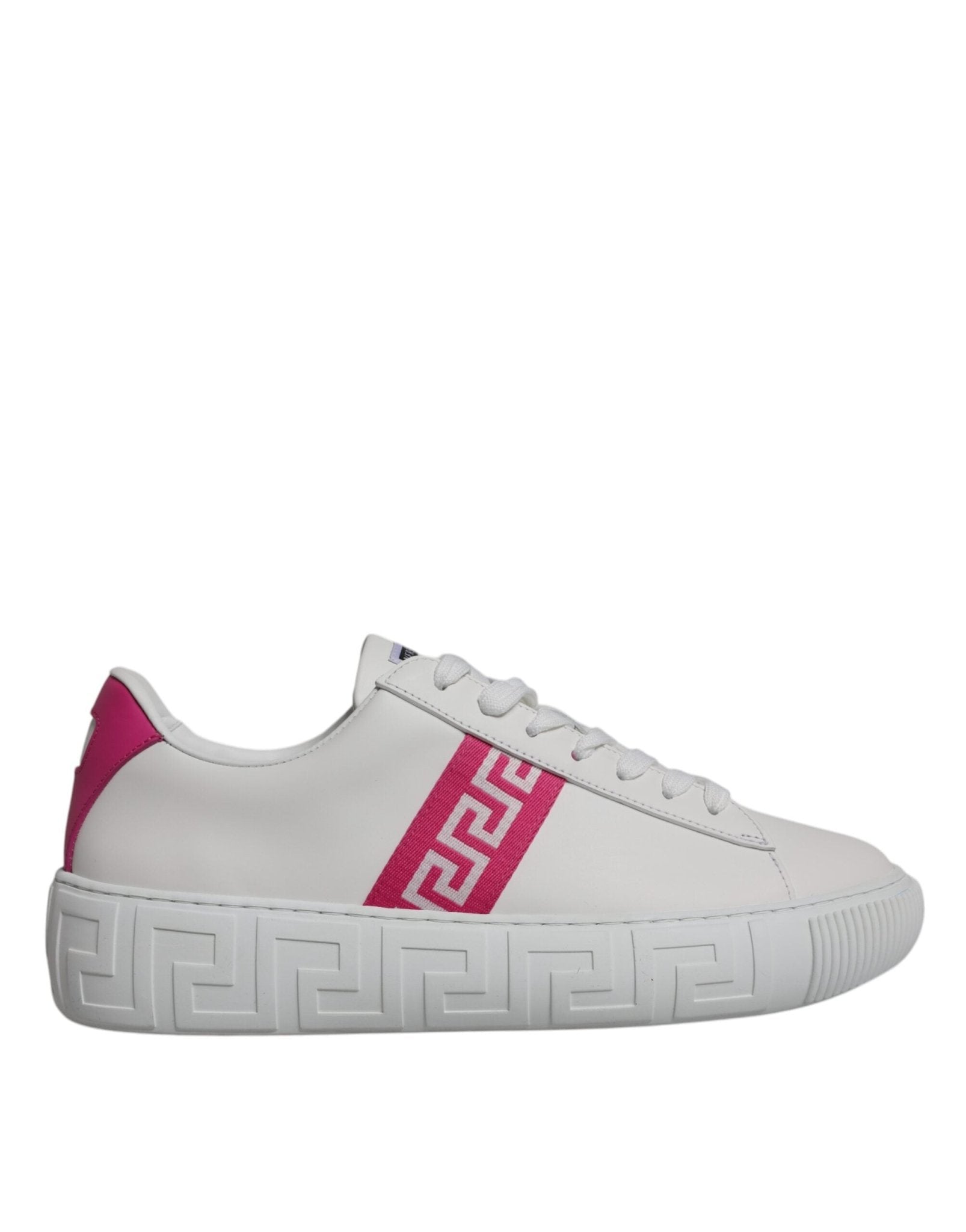 Versace White Pink Greca Print Platform Low Top Sneakers Shoes - GET THE BRAND