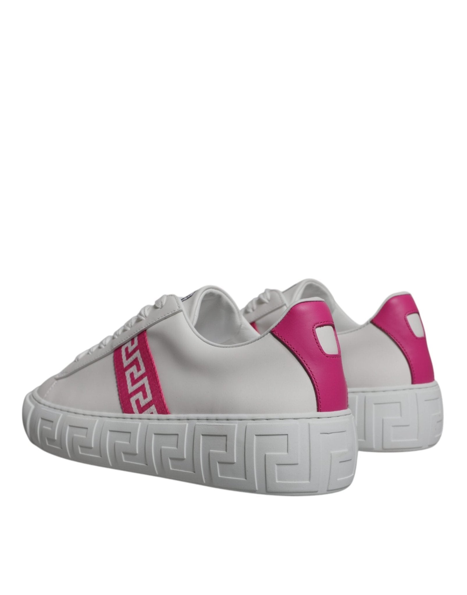 Versace White Pink Greca Print Platform Low Top Sneakers Shoes - GET THE BRAND